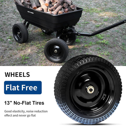 BILT HARD 7 Cu Ft Poly Garden Dump Cart 1200 lbs with No Flat Tires, Quick Release, 2-in-1 Convertible Handle, Dump Wagon Heavy Duty for Yard, Outdoor