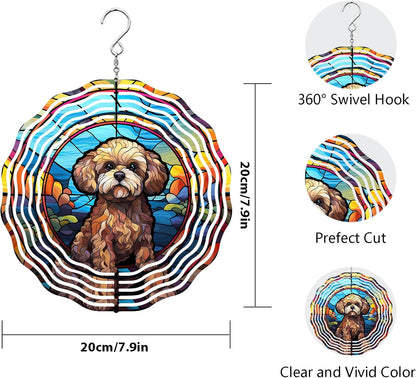 Poodle Dog Wind Spinners Outdoor Dog Memorial Gifts, 3D Metal Kinetic Hanging Garden Wind Spinner, Spinner Decor, Wind Sculptures for Outdoor & Indoor, Window, Yard Decor (Poodle 2)