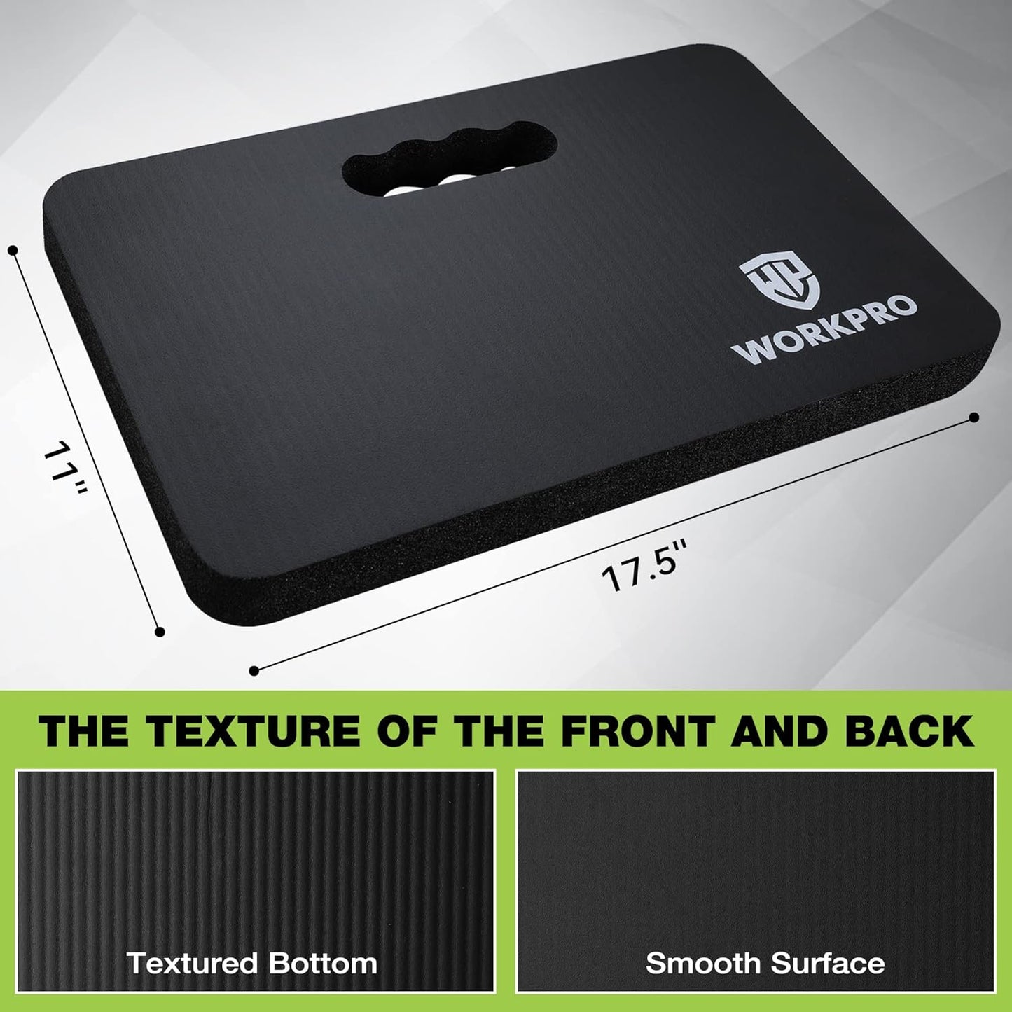 WORKPRO Extra Thick Kneeling Pad, 2-Pack, Soft Foam Cushioning for Knee, Large Foam Kneeler Mat for Gardening, Bathing Baby, Workout Supplies, 17.5 x 11 x 1.5 in, Black
