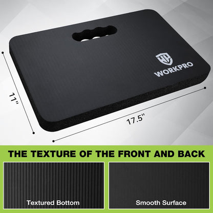 WORKPRO Extra Thick Kneeling Pad, 2-Pack, Soft Foam Cushioning for Knee, Large Foam Kneeler Mat for Gardening, Bathing Baby, Workout Supplies, 17.5 x 11 x 1.5 in, Black