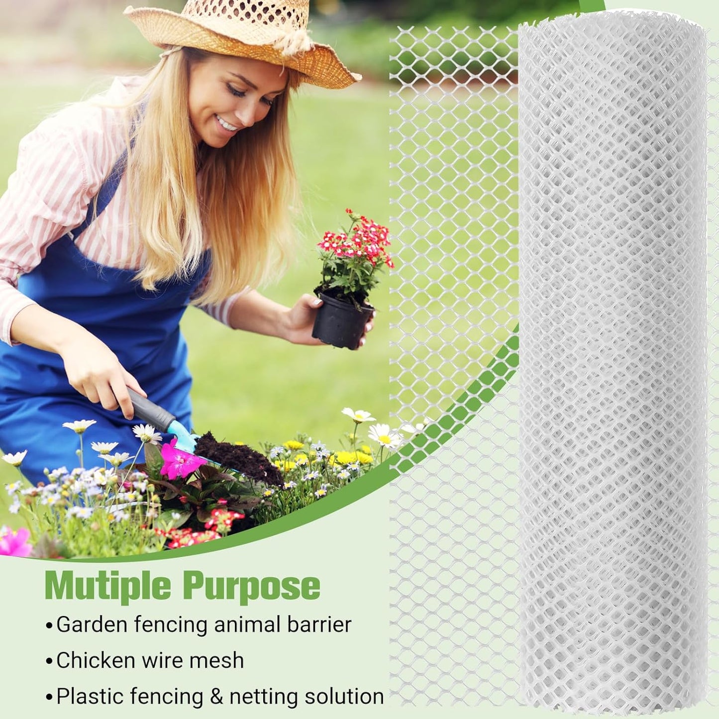 Mesh Tree Guard Trunk Protectors, Chicken Wire for Floral Arrangements, Tree Wraps to Protect Bark, Flexible Net Tree Guard 16 in x 20FT with 50 Zip Ties, Tree Bark Protector from Deer-White
