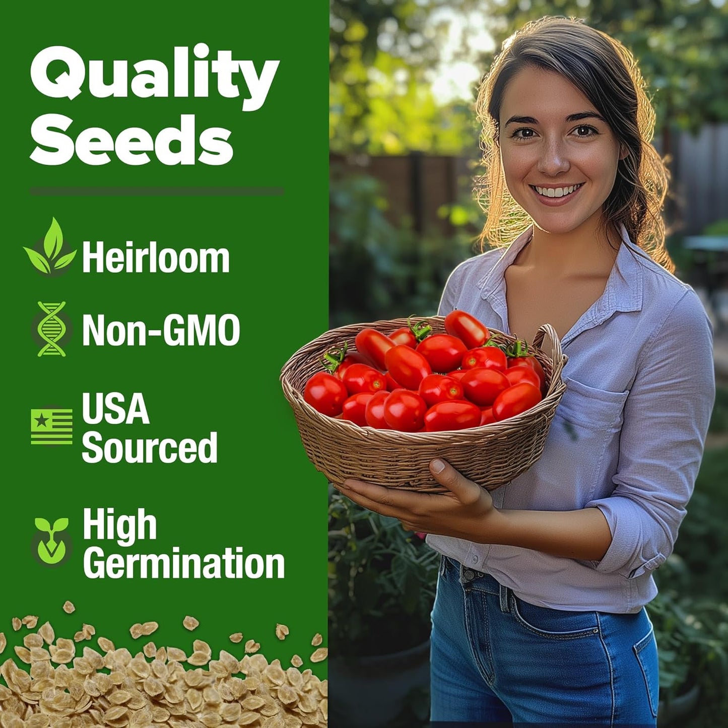 HOME GROWN San Marzano Tomato Seeds – 66 Heirloom, 𝗡𝗢𝗡-𝗚𝗠𝗢, 𝗨𝗦𝗔-𝗦𝗢𝗨𝗥𝗖𝗘𝗗 Seeds – High Germination Tomatoes for Indoor & Outdoor Growing – Classic Paste Variety for Gardeners & Home Use