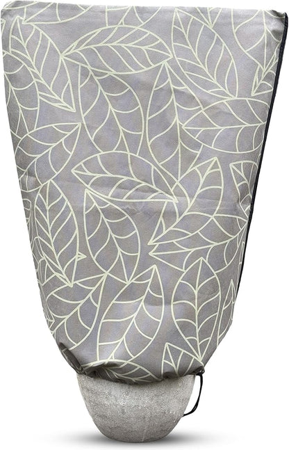 Plant Covers Freeze Protection 24"x32" in 2 Pack | Brown Winter Frost Blankets for Outdoor Plants | Reusable Garden Cover Bags with Zipper Drawstring | Cold Weather Shrub Protection Cloth