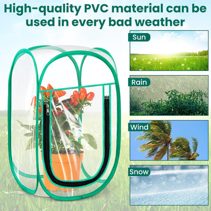 Nuanchu Pop up Mini Greenhouse Cover, PVC Clear Small Greenhouse with Nails 12" x 12" x 20" Inch Portable Plant Flowers Sunshine Tent Room for Indoor Outdoor Gardening(4 Pack)
