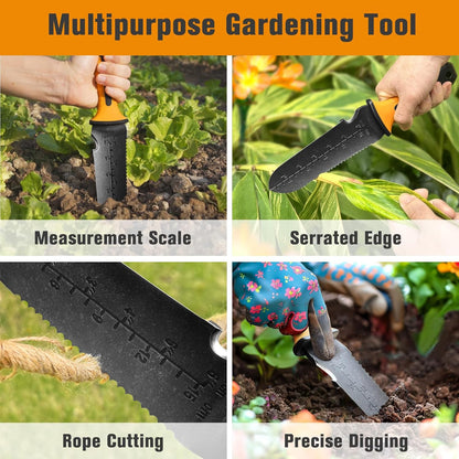 Garden Knife with Sheath, Gardening Tool, Stainless Steel Multi-Purpose Garden Supplies, Ergonomic Handle Hori Hori Knife for Digging, Weeding and Gardening, 7" Stainless Steel Blade, Father's Day Gift