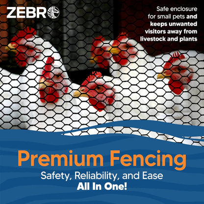 Plastic Hex Chicken Wire Mesh Garden Fence Roll (2' x 50' - Black) - Versatile Poultry Netting and Garden Fence for Temporary or Semi-Permanent Enclosures, Deer Fencing, and Construction Barriers