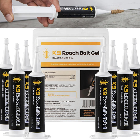 Cockroach Killer Indoor Home Gel (8 PCS) - Combat Gel Alternative with Fipronil 0.05% | Roach Bait Station for Pest Control | 97% Efficacy for American Roaches (99% for German)