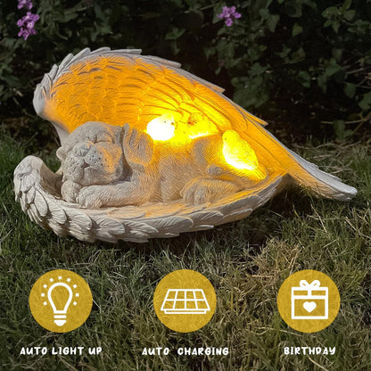 COWOS Dog Memorial Sculpture, Dog with Angel Wings Garden Statue, Pet Tribute for Indoor Decoration or Outdoor Backyard Garden, Home Decor for Pet Owners