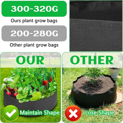 2 Pack Large 50 Gallon Plant Grow Bags, Round Black Fabric Raised Garden Beds, Durable Garden Planter Cloth Pots Container to Grow Vegetables for Outdoor Plants