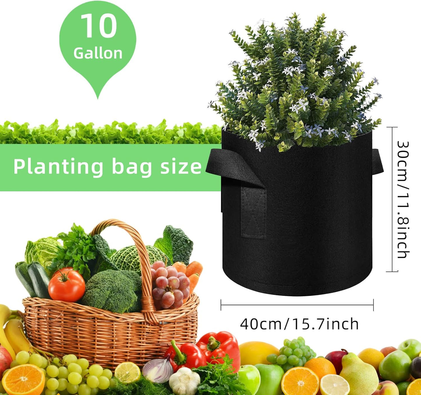 150 Pack 10 Gallon Grow Bags Garden Plant Grow Bag Aeration Fabric Pots with Handles Nonwoven Cloth Pots Planting Bags Garden Bags to Grow Vegetables Flowers Potatoes (10 Gal)