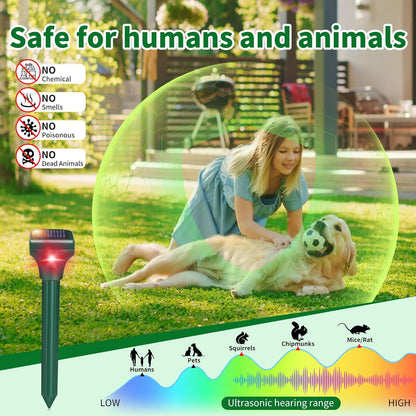 Mole Repellent Solar Powered, 8 Pack Ultrasonic Snake Repellent Outdoor, Waterproof Ultrasonic Mole Deterrent Stakes, Get Rid of Gopher, Vole, Skunk,Chipmunk, Snake Repellent for Yard, Garden, Lawn