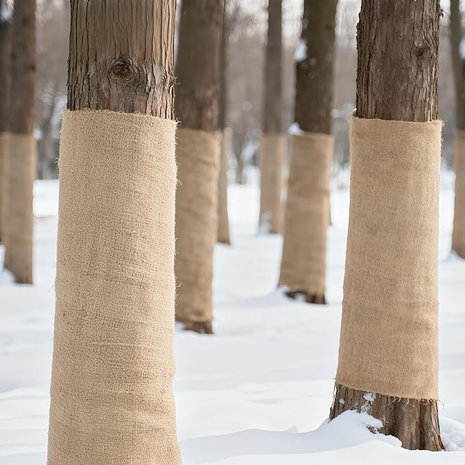 Natural Burlap Plant Covers Freeze Protection,Burlap Winter Frost Plant Blankets for Trees and Shrubs Winter Protection (39 INx14.7 FT)