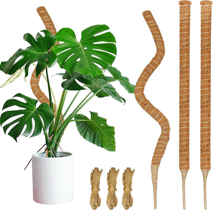 3 Pack Moss Pole, 35.4-Inch Moss Poles for Plants Monstera,Bendable Plant Support Stakes for Climbing Plants Indoor, Garden Trellis Plant Stick for Potted Plants, Pothos Philodendron