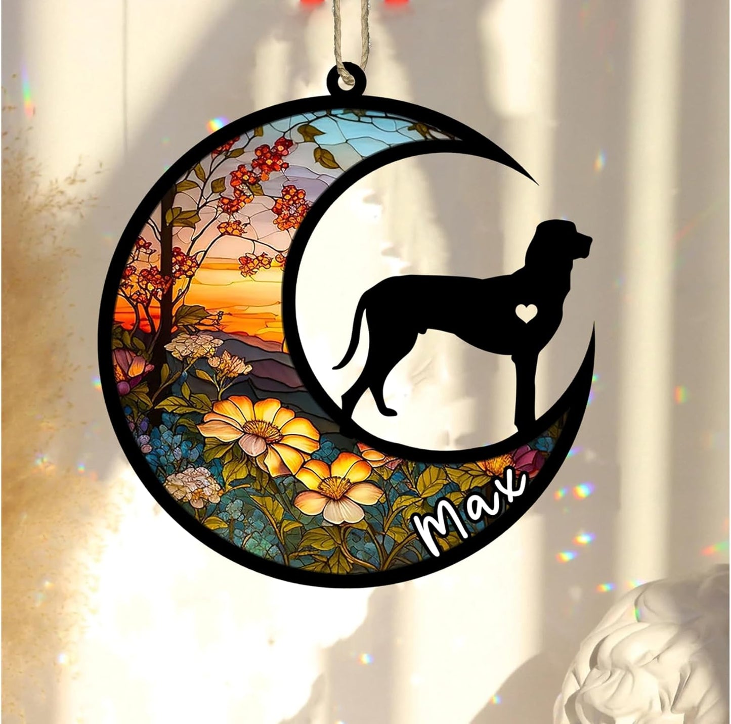Personalized Dog Memorial, Custom Name Porcelaine Dog Christmas Ornament with Name, Custom Breeds, Pet Loss Light Catcher, Gifts for Lovers Loss of Pet Sympathy on Mothers Day Christmas