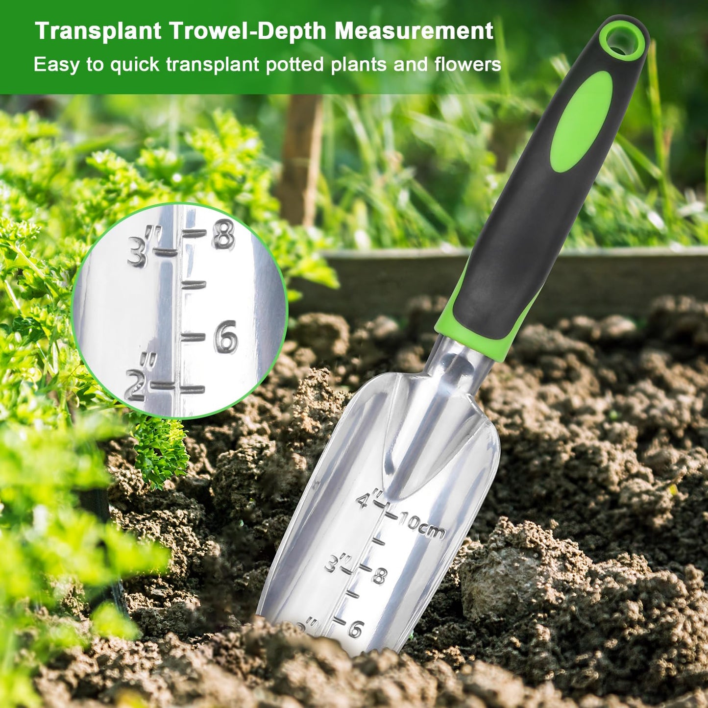 Garden Tools Set, 3 Pack Heavy Duty Gardening Tools Set Include Garden Shovel, Transplant Trowel