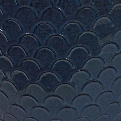 Sunnydaze Dinah 12.5" Metal Outdoor Plant Pot Set with Drainage Holes and Rubber Plugs - Navy Glaze - Set of 4