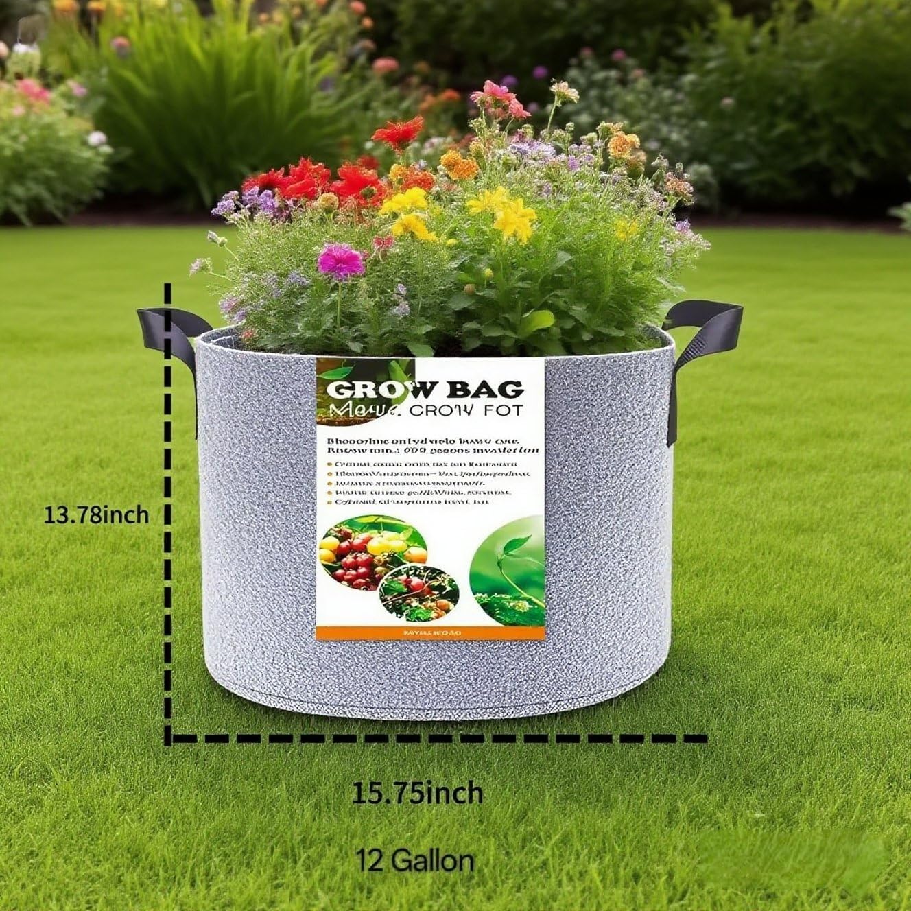 Grow Bags,Gallon Pot,Gallon Grow Bag,Fabric Plant Vegetable Pots with Handles,2-12 Nursery Pot Gallon Grow Bags with 1 Non-Slip Gardening Gloves,5pcs(12 Gallon)