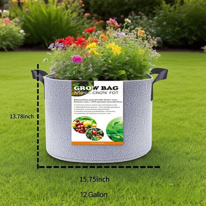 Grow Bags,Gallon Pot,Gallon Grow Bag,Fabric Plant Vegetable Pots with Handles,2-12 Nursery Pot Gallon Grow Bags with 1 Non-Slip Gardening Gloves,5pcs(12 Gallon)