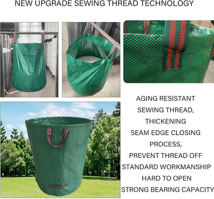 Reusable Yard Waste bags,Collapsible Leaf Bag with Gardening Gloves,Yard Debris Collapsible Bag With 4 Handles, for Leaves, Lawn Debris & Grass Clippings (53Gallon)