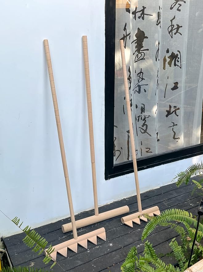 Large Zen Garden Smoother Tool - Outdoor Big T-Shaped Japanese Garden Rake 48" L Handled Rock Sand Gravel Garden Zen Pattern Eraser Tool Meditation Wooden Full Size Zen Rake Accessories Zen Gifts