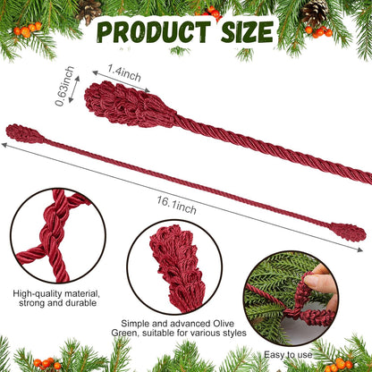 Shappy 24 Pieces Christmas Garland Banister Ties Christmas Decorative Reusable and Flexible Twist Ties for Garland, Banister Home Decoration (Burgundy)