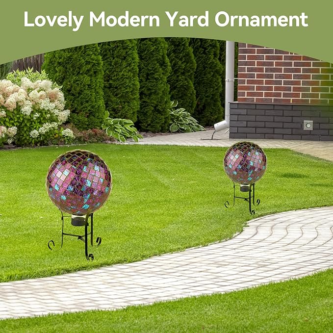 Lily's Home Metal Gazing Ball Stand for 10 or 12 inch Metal and Glass Garden Gazing Globes. Black. 9-inch Tall