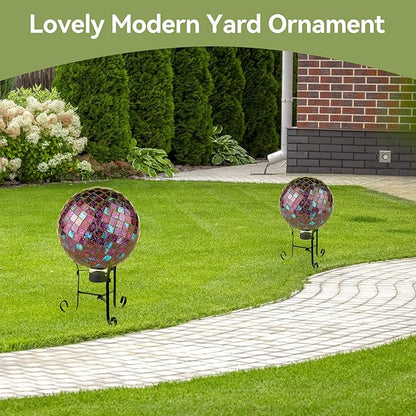 Lily's Home Metal Gazing Ball Stand for 10 or 12 inch Metal and Glass Garden Gazing Globes. Black. 9-inch Tall