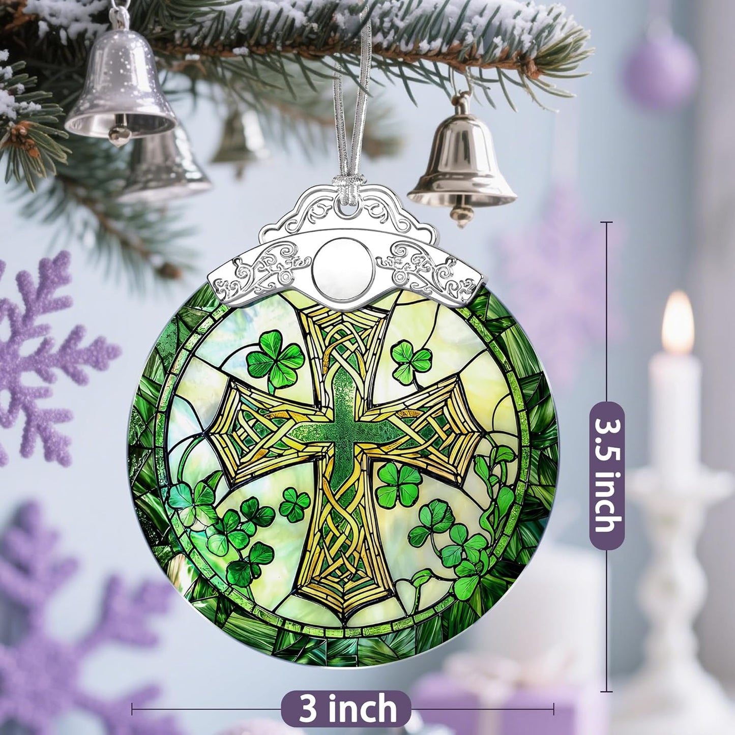 Stained Glass Cross Ornament, Christmas Ornaments, Christmas Decorations for Tree, Holiday Ornament, Religious Gifts, Cross Gifts, Gift Ideas & Christian Gift