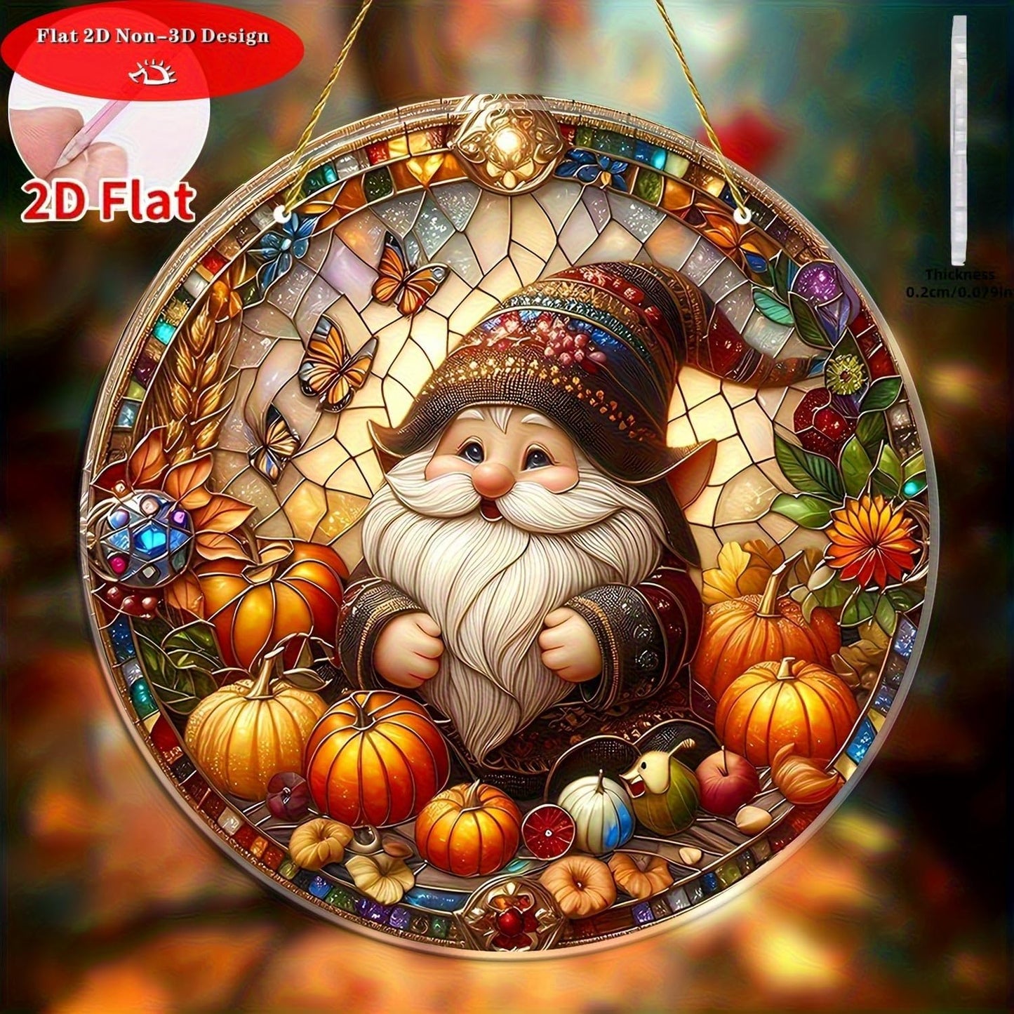 7.87Inch Fall Sun Catcher Acrylic Garden Cute Pumpkin Dwarf Suncatcher Decor Window Hanging for Wall Home, Garden, Housewarming Women Neighbor Autumn Decor Gifts