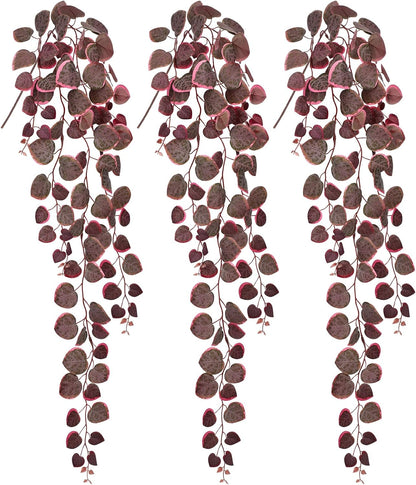 Briful 3 Pack Fake Hanging Plant 39.3" Artificial Hanging String of Hearts Plant Faux Trailing Vine with Heart-Shaped Leaves Lush Cascading Fake Plants for Home Wall Shelf Indoor Outdoor Decor, Pink