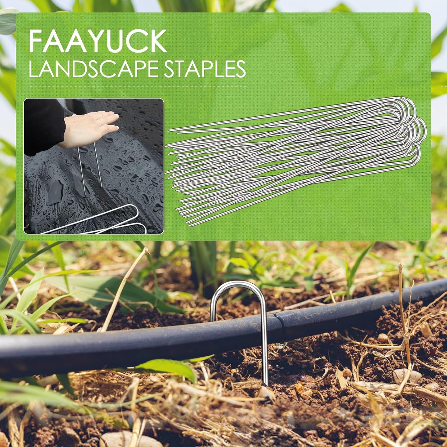 8 Inch Landscape Staples, 25 Pack Galvanized Landscape Stakes Heavy Duty 8 Gauge U-Shaped Garden Stakes, Ground Stakes for Weed Barrier Fabric, Irrigation Tubing, Fence, Outdoor Decorations