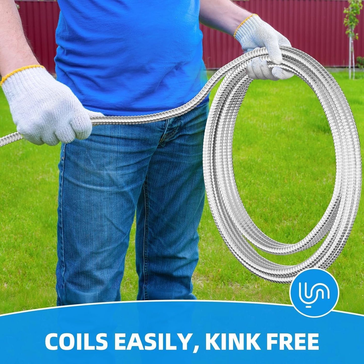 SPECILITE Metal Garden Hose 100ft Heavy Duty 304 Stainless Steel Water Pipe for Yard, Outdoor - Durable, Tough & Flexible, Kink & Tangle Free, Pet-proof, Puncture Resistant with Independent Grip