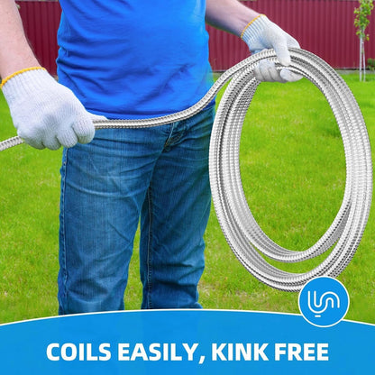 SPECILITE Metal Garden Hose 100ft Heavy Duty 304 Stainless Steel Water Pipe for Yard, Outdoor - Durable, Tough & Flexible, Kink & Tangle Free, Pet-proof, Puncture Resistant with Independent Grip