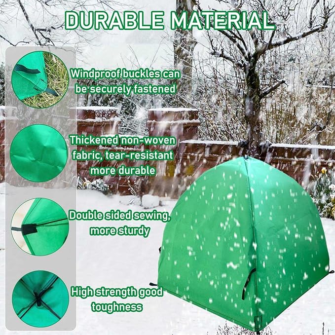 2 Pack Plant Freeze Protection Covers Winter Shrub Covers Plant Frost Protection Tent, Warm Plant Tents Protecting Fruit Potted Plants Tree from Freezing Animals Eating ((22x22x23in, Frost Cloth))