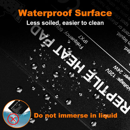 LUCKY HERP Reptile Heat Pad 8x18 Inch 24W Under Tank Terrarium Heating Mat, Reptile Heat Mat, Reptile Heating Pad for Turtle, Lizard, Hermit Crab, Frog, Snake