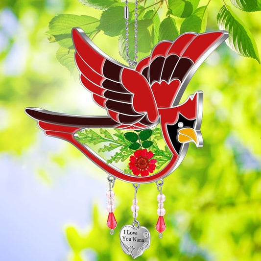 KY&BOSAM Cardinal Suncatcher Nana Gifts Stained Glass for Windows Hangings Wind Chime