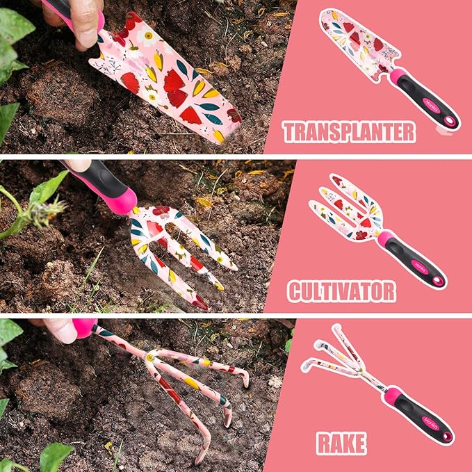 Monika Gardening Kit 20 Piece Set Transplanter Fork Cultivator Trowel Pruner Weeding Fork Gift of Choice