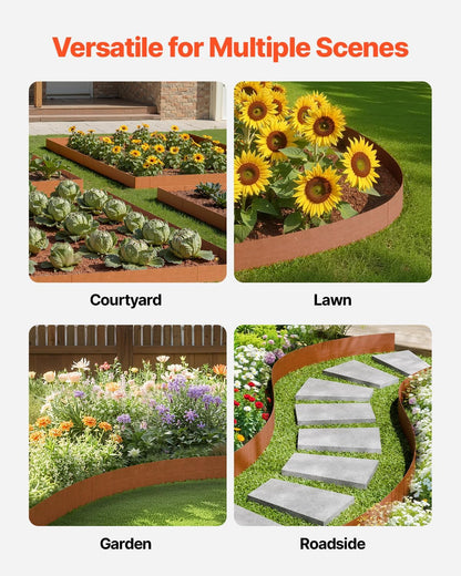 VEVOR Steel Landscape Edging, 6 Packs 40 x 8 in Weather-Resistant & Pre-Rust Metal Landscape Edging, Bendable Garden Edging Border, Lawn Edging for Flower Bed Yard Pathway Divider