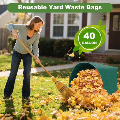 4Pack 40 Gallon Dustpan Type Lawn Bags Reusable Collapsible Heavy Duty Leaf Bags Yard Waste bags Collecting Leaves Lawn Grass Branches
