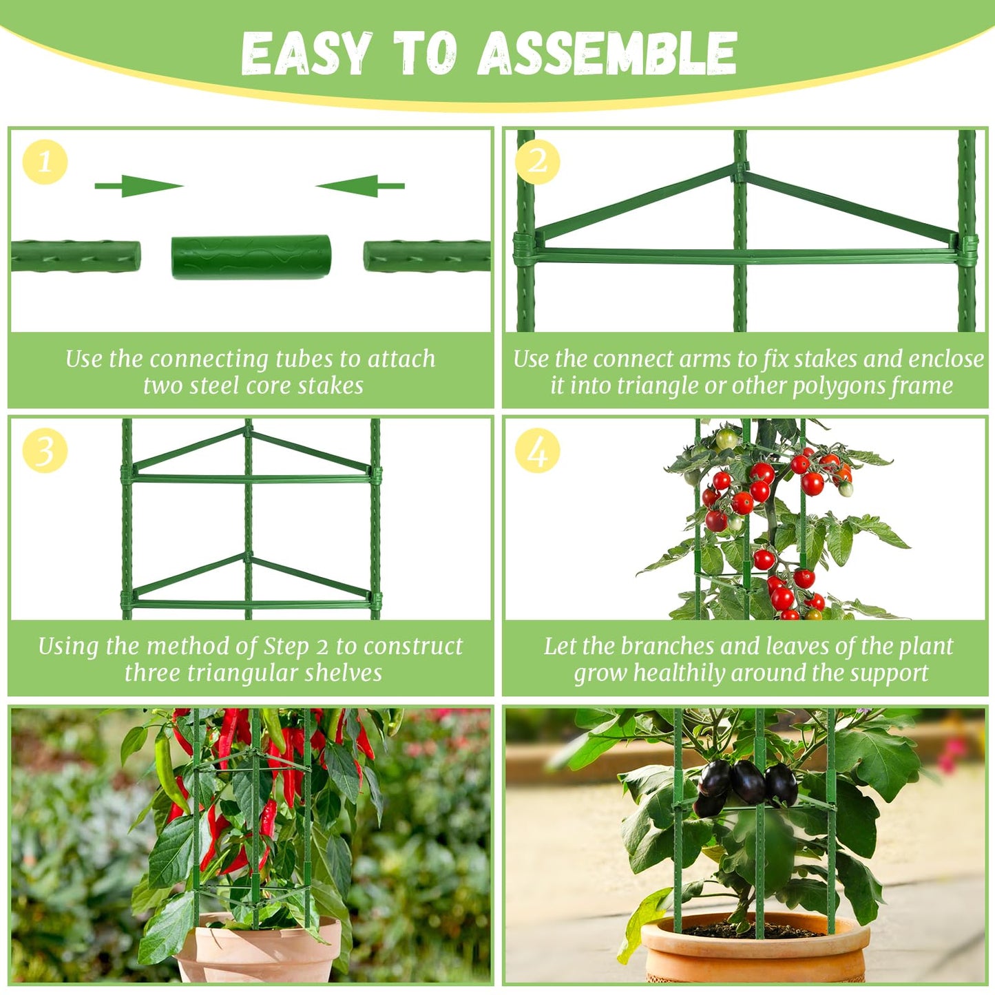 Legigo 6-Pack Tomato Cage for Garden Plant Support- Up to 48inch Garden Stakes Tomato Cage, Tomato