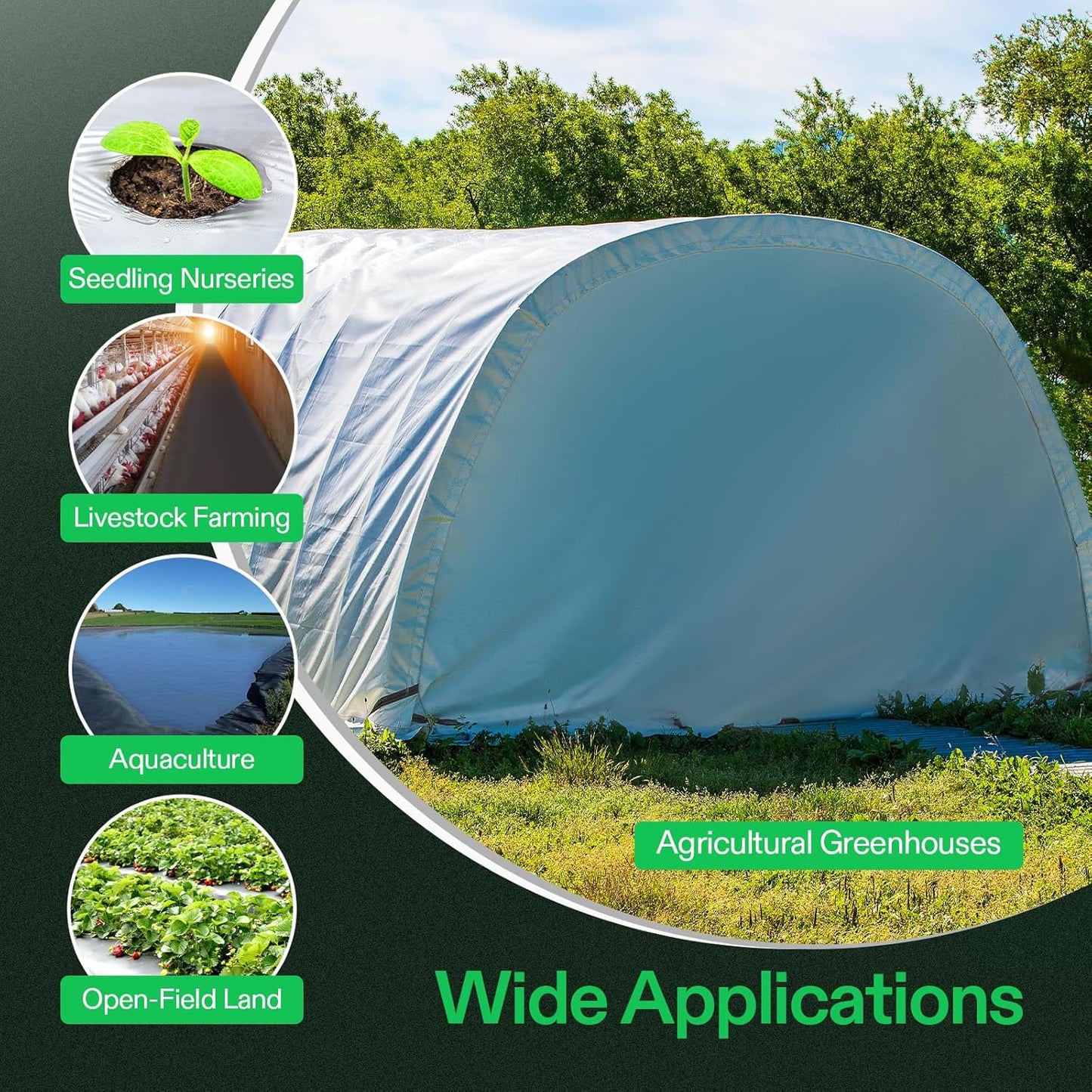 VIVOSUN Black and White Panda Film, 10' x 25' 5.5 Mil Poly Film, Blackout Tarp for Warm House