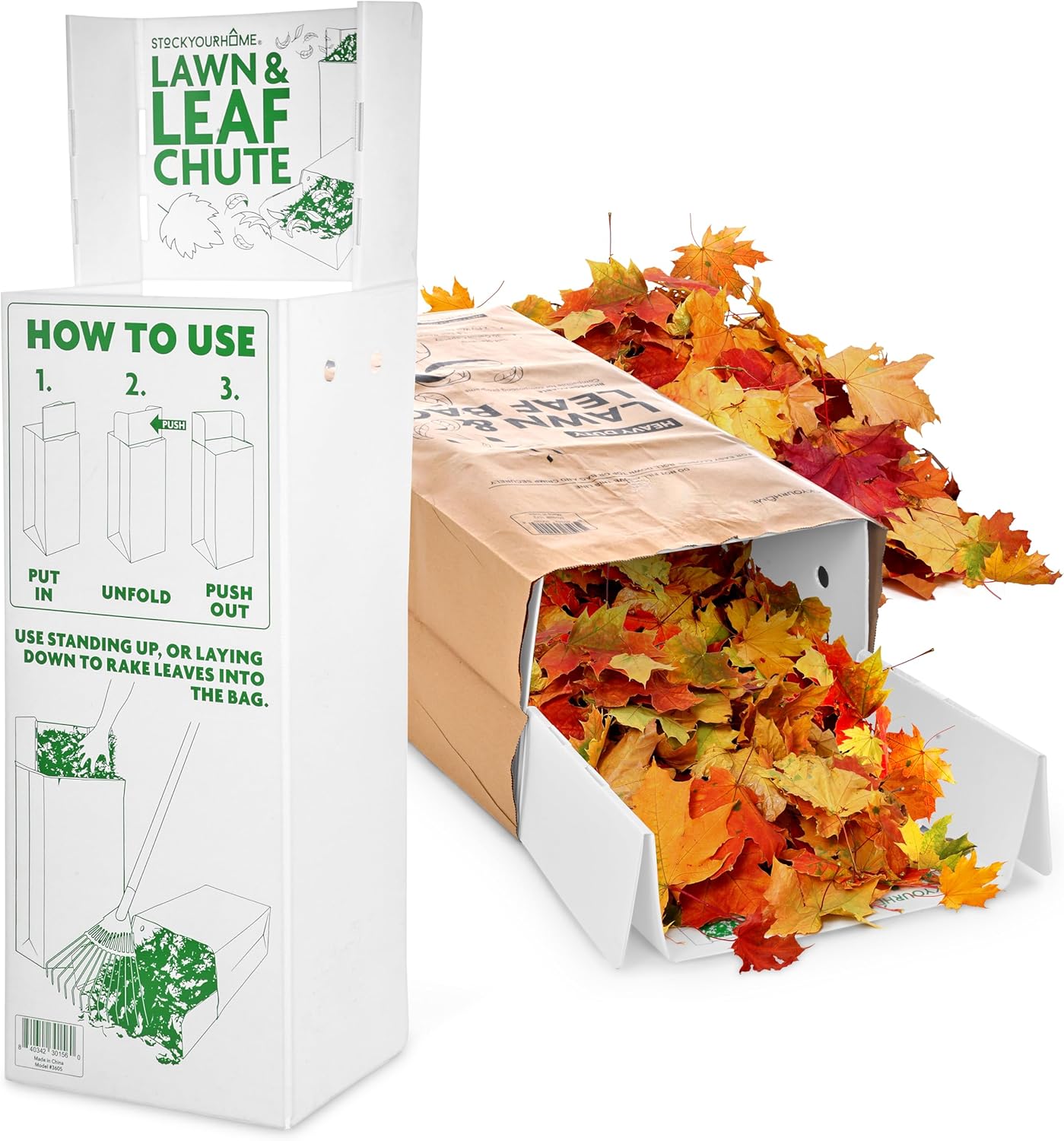Lawn and Leaf Chute, Reusable Lawn Bag Holder for Easy Leaf Collecting, Durable Lawn Bag Funnel for Paper Leaf Bags, Leaf Bag Chute for Sweeping and Collecting Yard Debris, No Bending Required!