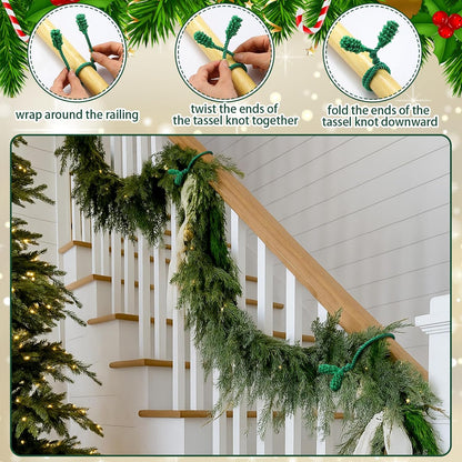 Shappy 36 Pieces Christmas Garland Banister Ties Christmas Decorative Reusable and Flexible Twist Ties for Garland, Banister Home Decoration (Green)