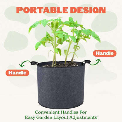 Epic Gardening Grow Bags with Handles (Unlined) - Heavy Duty Fabric Pots for Vegetables, Herbs & Flowers - Breathable Cloth Planters for Indoor & Outdoor Gardening, Moisture Retaining (5, 25 Gallon)