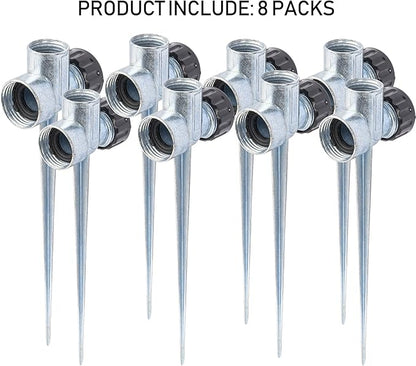 Hourleey 8 Pack 1/2 inch Zinc Alloy Lawn Sprinkler Spike Base, Water Flow Thru Sprinkler for Yard, Lawn, Garden and Grass Irrigation