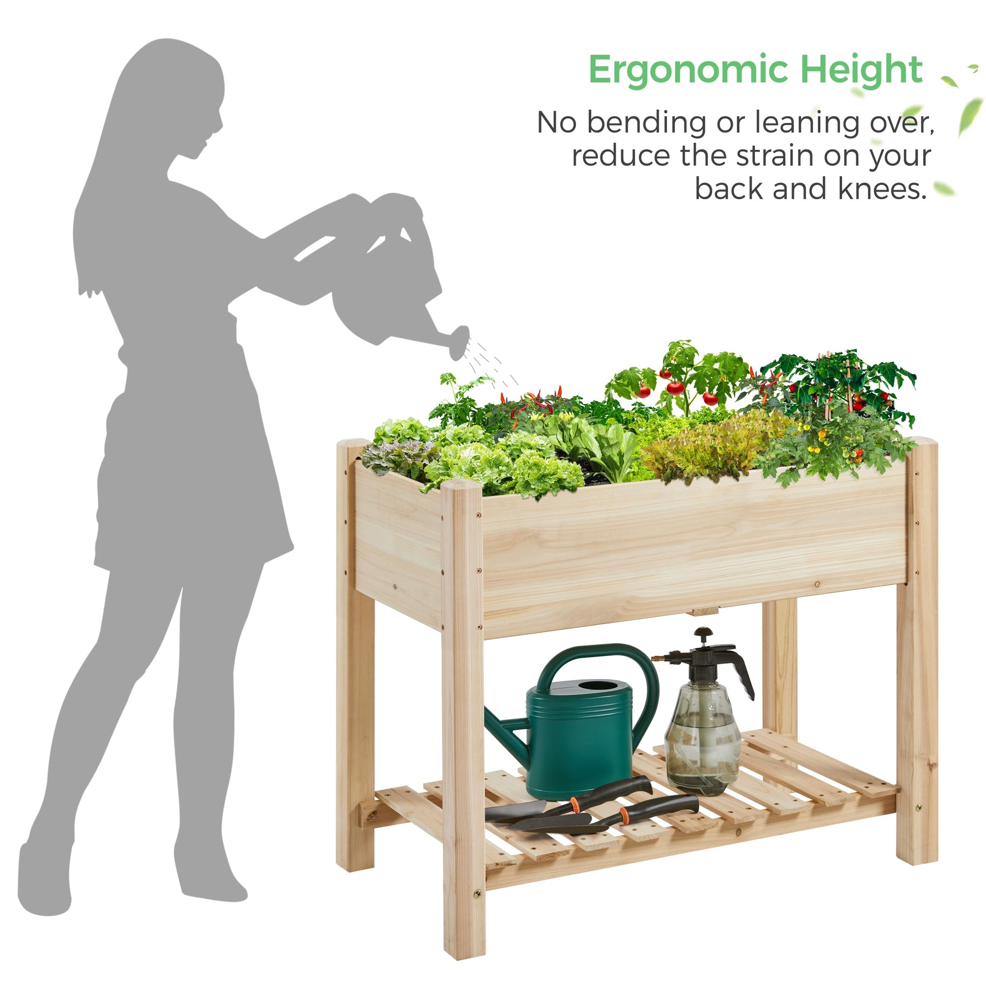 Yaheetech 34" Raised Garden Bed with Legs, Wooden Planter Box, 1Pcs