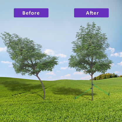 15.8-Inch Extra-Long Heavy Duty Steel Tree Stake Kits,Tree Staking and Support Kits for Young Tree Against Bad Weather,Include 3 PCS 15.8" Tree Straps, 3 PCS 15.8" Tree Stakes and 31.2 FT Rope
