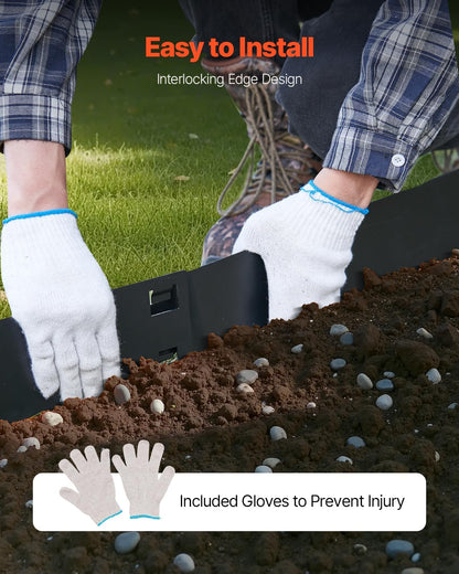 VEVOR Steel Landscape Edging, 5 Packs 39 x 4 in Rust-Resistant Metal Landscape Edging, Bendable Garden Edging Border, Heavy Duty Lawn Edging, Easy-to-Install, Flower Bed Yard Pathway Divider Black