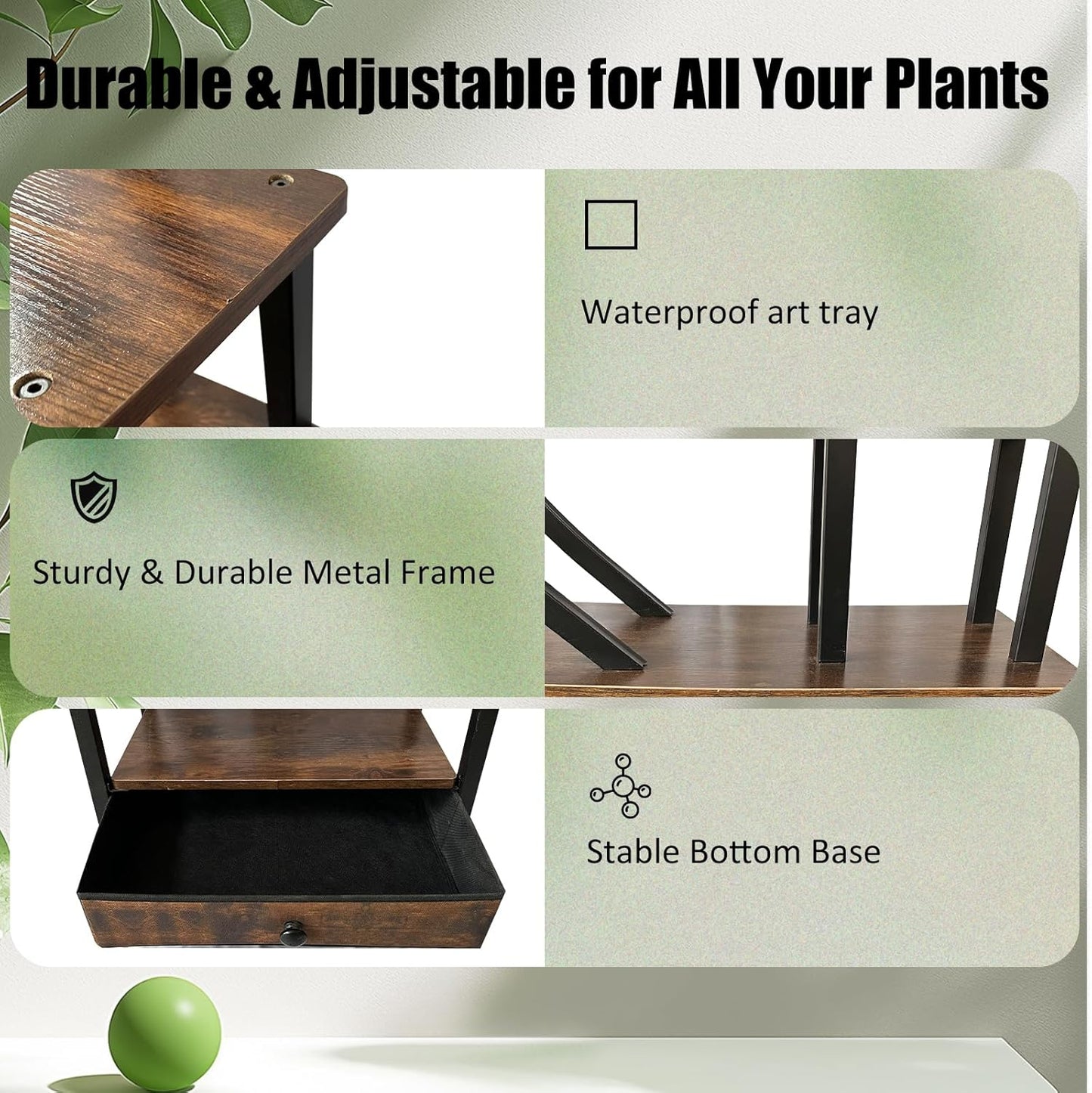 Plant Stand Indoor: 6-Tier Plant Stand Metal Display with Wheels Hanging Planters for Indoor Plants/Books/Fashion Accessories 2pcs
