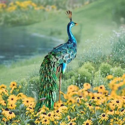 chisheen Outdoor Solar Peacock Statue Garden Decor for Outside Metal Yard Art Outdoor Decoration for Lawn Backyard Party Wedding Mother's Day Gardening Gifts for Women